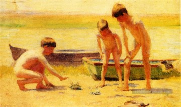 Thomas Peintre - Garçons jouant avec des crabes bateau Thomas Pollock Anshutz